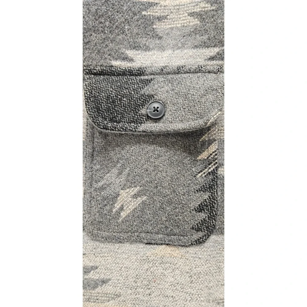 Jachs New York Mens XXL Southwestern Sherpa Lined Wool Blend Shirt Jacket Grey
